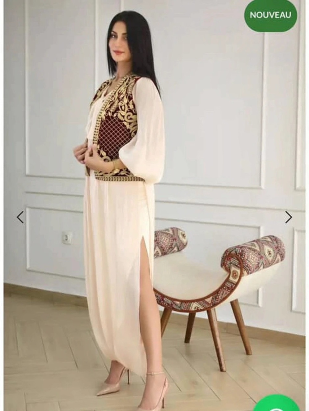 Ghlila Algerian Paisley Maxi Dress in Cream & Brown
